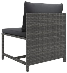 Set Divani da Giardino 11 pz con Cuscini in Polyrattan Grigio