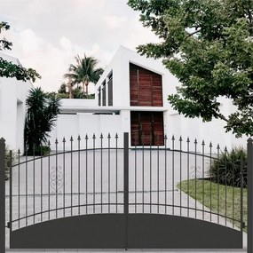 Cancello manuale battente Marmolada in ferro, apertura centrale, L 408.5, H 165-195 cm, di colore nero