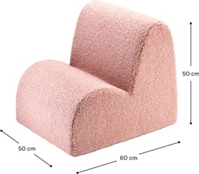 Poltrona per bambini rosa con rivestimento in bouclé Cloud – Wigiwama