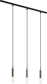 Sistema di illuminazione a binario moderno nero con 3 lampade a sospensione color canna di fucile monofase - Slimline Loyce