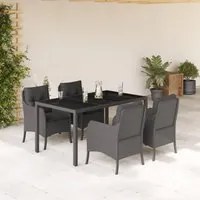 Set da Pranzo da Giardino 5 pz Nero con Cuscini in Polyrattan 3211850