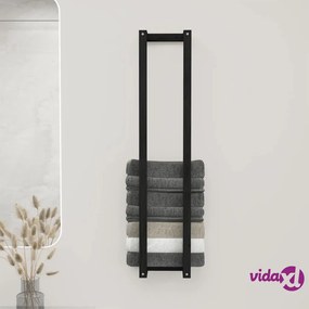 vidaXL Portasciugamani Nero 23x18x110 cm in Legno Massello di Pino