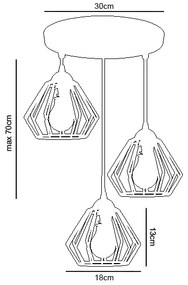 Lampadario a sospensione con filo CEED 3xE27/60W/230V bianco