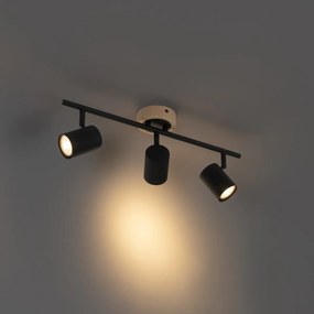 Faretto moderno nero con legno orientabile 3 luci - Jeana