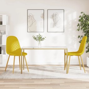 Sedie Da Pranzo 2 Pz Giallo Senape İn Velluto /