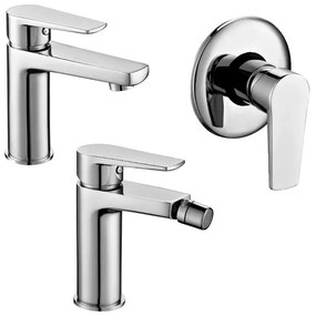 Set miscelatori lavabo bidet e doccia incasso cromati serie Erika piletta inclusa