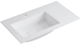 Lavabo a incasso rettangolare vasca a sinistra L 80.5 x H 15 x P 46 cm in resina bianco opaco