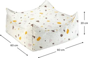Pouf a sacco per bambini bianco con rivestimento in bouclé e ciniglia Terrazzo Square – Wigiwama