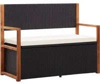 Cassapanca 110 cm in Polyrattan e Legno Massello di Acacia Nero cod mxl 45753