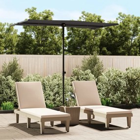 Ombrellone Da Giardino Con Palo İn Alluminio 180x110cm Nero /