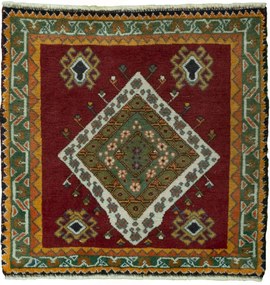 Shiraz Tappeto persiano 60 x 60 Rosso (Iran) Annodato A Mano