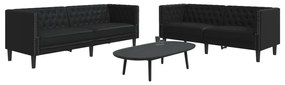 Set Divani Chesterfield 2pz Nero İn Similpelle /