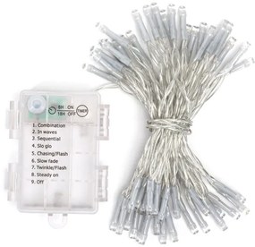 Aigostar - Catena LED natalizia da esterno 50xLED/8 funzioni 3xAA 5,3m IP44 bianco caldo