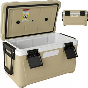 Box Frigo Portatile 66,6x38,5x40 cm Capacità 42,6L Isolato con Maniglia in HDPE e Schiuma PU Cachi...