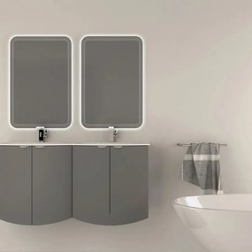 Mobile sottolavabo e lavabo Onda per doppia vasca grigio nuvola L 138 x H 70 x P 51 cm