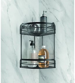 Mensola angolare nera a due livelli per il bagno Origin Lava - Metaltex