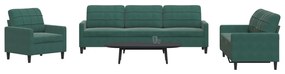 Set Di Divani 4 Pz Con Cuscini Verde Scuro İn Velluto /