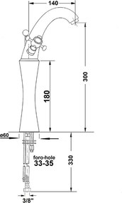 Rubinetto per lavandino in argento lucido/dorato verticale Antea – Sapho