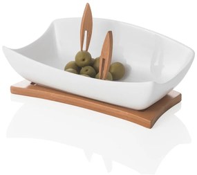 Ciotola da portata in porcellana bianca e bambù Hors D'Oeuvre - Brandani