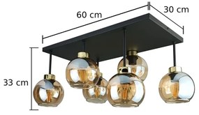 Lampadario a plafone NESSA 6xE27/60W/230V nero/oro/fumé beige