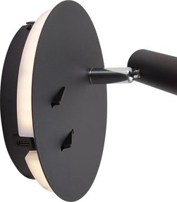 Lampada da parete moderna nera con LED integrato e USB-C - Croft