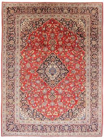 Kashan Tappeto 380x280 Rosso (Iran) Annodato A Mano