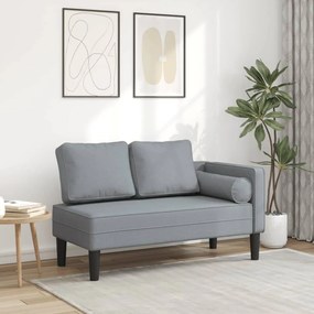 Chaise Longue Con Cuscini Grigio Chiaro İn Tessuto /