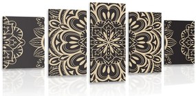 Quadri 5 pezzi – Mandala su sfondo nero