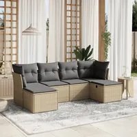 Set Divano da Giardino 6 pz con Cuscini Beige Misto Polyrattan 3263235