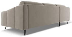 Divano angolare beige (con penisola a sinistra) con rivestimento in velluto Nalu – Makamii