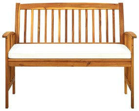 Panchina da giardino con cuscino 119 cm legno massello d&#039;acacia