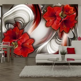 Fotomurale  Amaryllis  Ballad of the Red  Colore bianco e nero, Dimensioni e Misure 100x70