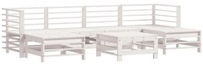 Set divani da giardino 7pz con cuscini in legno massello bianco