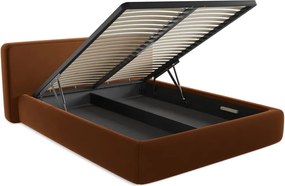 Letto matrimoniale imbottito in terracotta con vano contenitore con griglia da 160x200 cm Kiana - Makamii