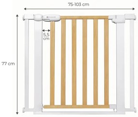 KINDERKRAFT - Barriera di sicurezza LOCK&amp;GO 75-103 cm pino