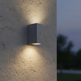 Applique Rettangolare 2xGU10 con Sensore Crepuscolare IP65 - Grigia