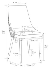 Set di 4 sedie IRVINE in tessuto effetto velluto tortora e gambe in metallo antracite e oro