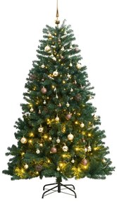 Albero Natale Incernierato con LED e Palline, Albero Natale Incernierato con 300 LED e Palline 240 cm III