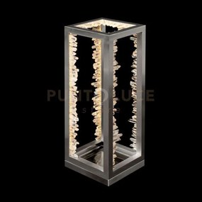 Lampada da tavolo rettangolare quartz halo, oro satinato, led 30w, ...