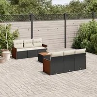 Set Divani da Giardino con Cuscini 7pz Nero Polyrattan 3227470