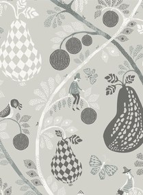 Littlephant Carta da parati Fruit Garden - Mid Grey