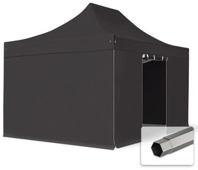 TOOLPORT 3x4,5 m gazebo pieghevole PVC con laterali, PREMIUM acciaio, nero - (600115)