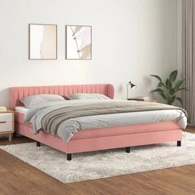 Giroletto A Molle Con Materasso Rosa 160x200 Cm İn Velluto /