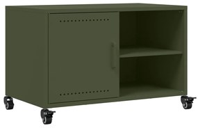 Mobile tv verde oliva 68x39x43,5cm in acciaio laminato a freddo