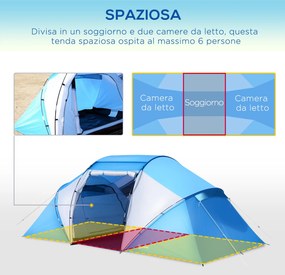 Tenda da Campeggio per 6 Persone 460x230x195 cm...