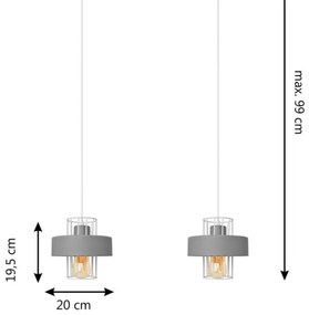 Lampadario a sospensione con filo VOLTA 2xE27/15W/230V grigio