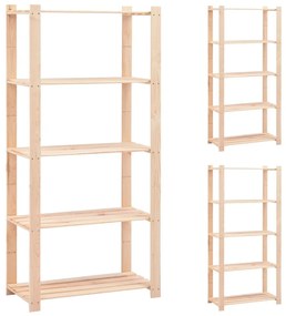 Scaffali A 5 Livelli 3 Pz 80x38x170 Cm Massello Pino 250 Kg /
