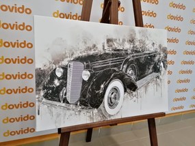Quadro su tela – Auto retrò storica in bianco e nero