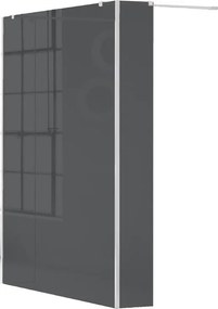 Box doccia walk-in Wens, vetro fumè 6 mm, H 200 cm, profilo bianco