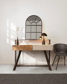 Scrivania MANCHESTER in legno di mango e acciaio nero, 120&#215;60 cm